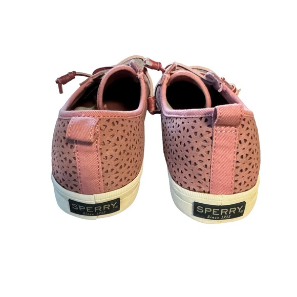 *Women’s Sperry Top Siders Size 5.5 Pink Laser Cut Slip On Shoes Crest Vibe Pert - Picture 7 of 11